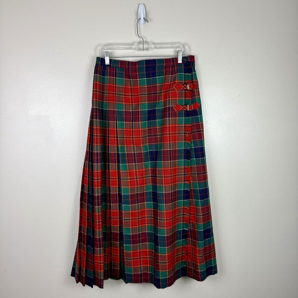 Vintage Highland Queen Skirt Womens 12 Plaid Tartan Sutherland Wool Pleated Kilt